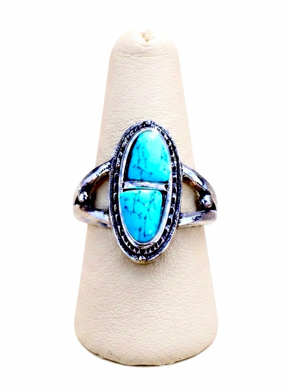 New Natural Blue Turquoise Navajo Genuine Silver Handmade OOAK Ring